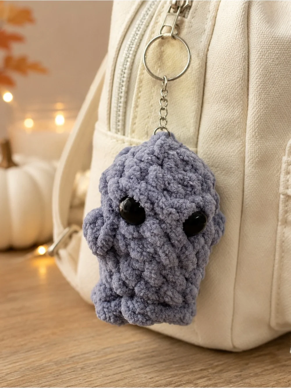 Handmade Lavender Crochet Ghost Keychain – 3”